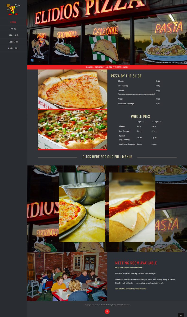 Elidios Pizza Website Redesign